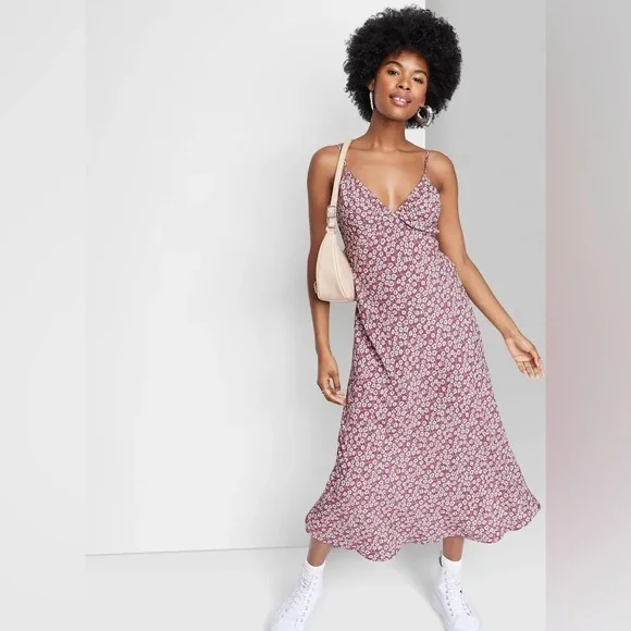 Wild Fable Floral Women's Tie Back Midi Dress - Picture 3 of 7